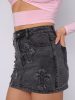 Crucifix Embroidered Denim Skirt