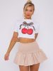 Shirred High Waist Puffball Mini Skirt