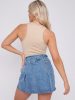 Double Belted Denim Skirt