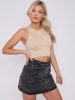 Double Belted Denim Skirt